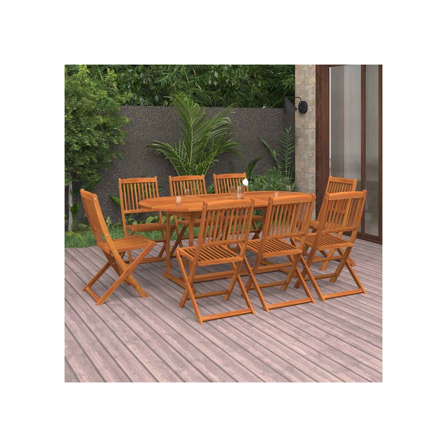 Ensemble à manger de jardin 9 pcs bois massif d'acacia