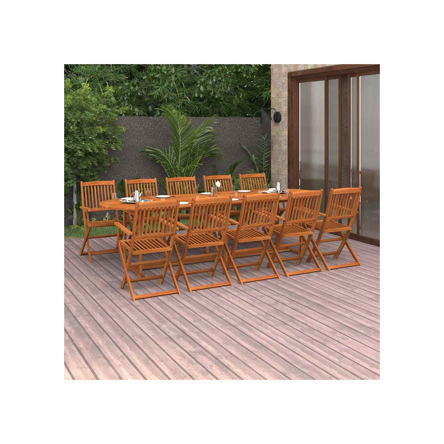 Ensemble à manger de jardin 11 pcs 280x90x75 cm bois d'acacia