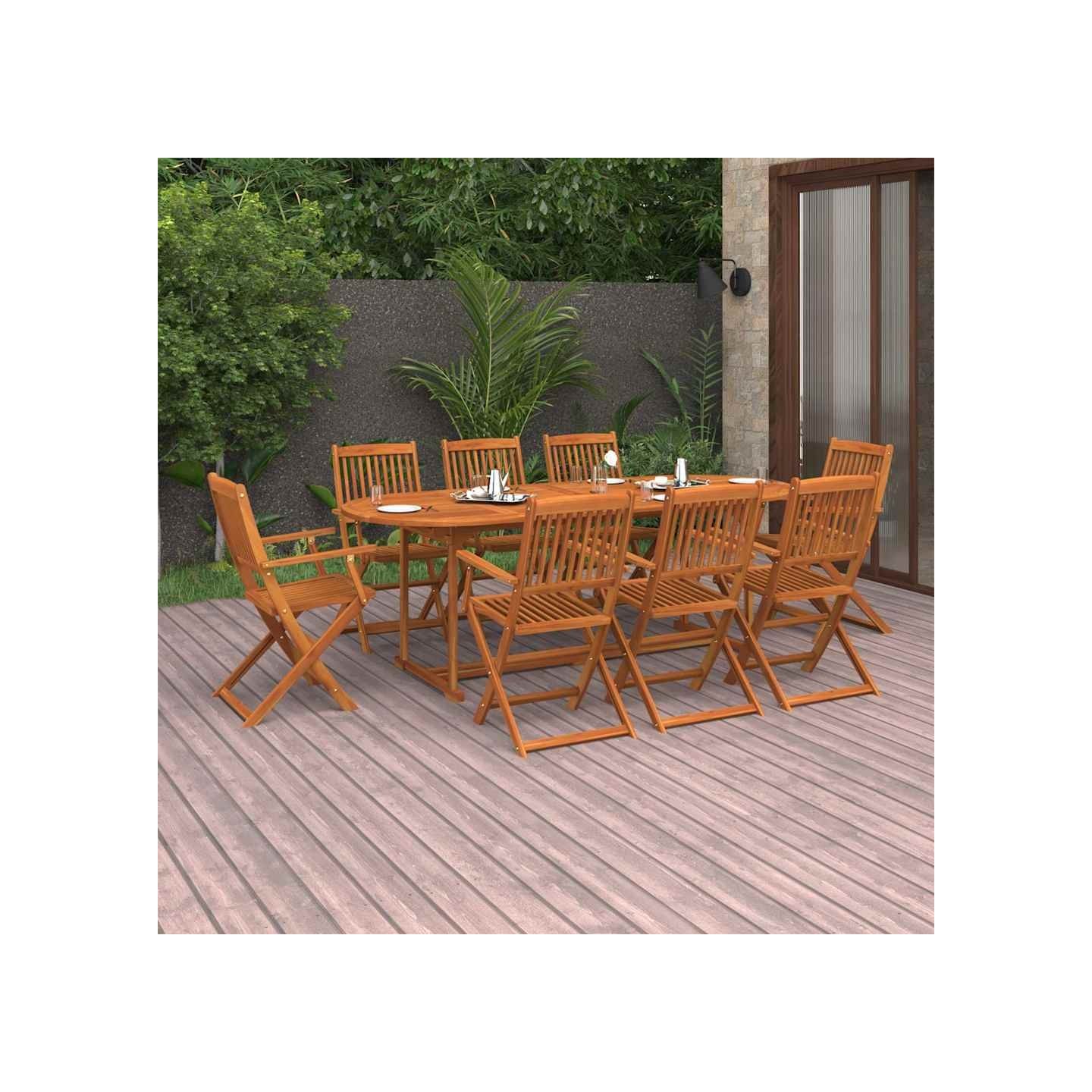Ensemble à manger de jardin 9 pcs 220x90x75 cm bois d'acacia