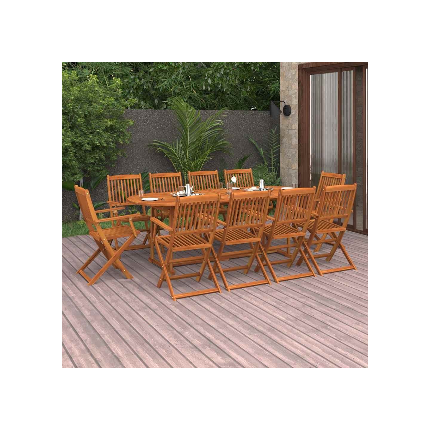 Ensemble à manger de jardin 11 pcs 220x90x75 cm bois d'acacia
