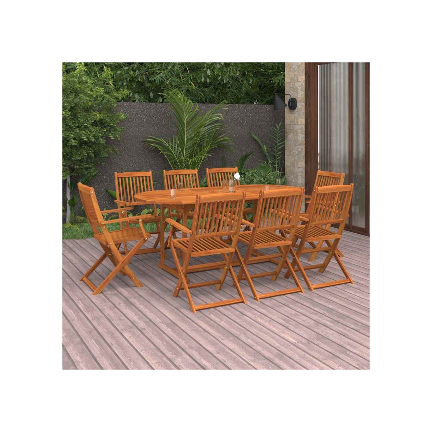 Ensemble à manger de jardin 9 pcs bois massif d'acacia