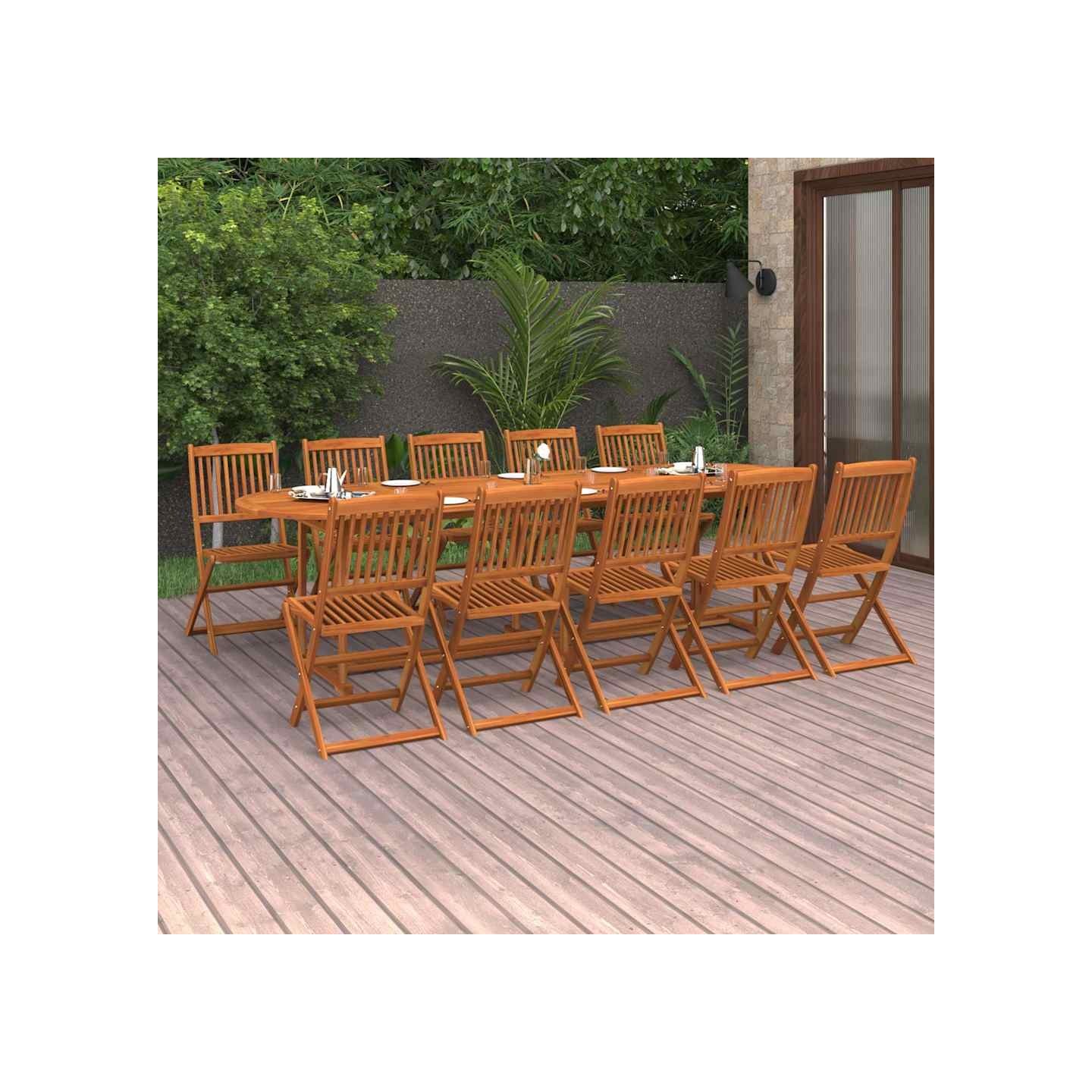 Ensemble à manger de jardin 11 pcs 280x90x75 cm bois d'acacia