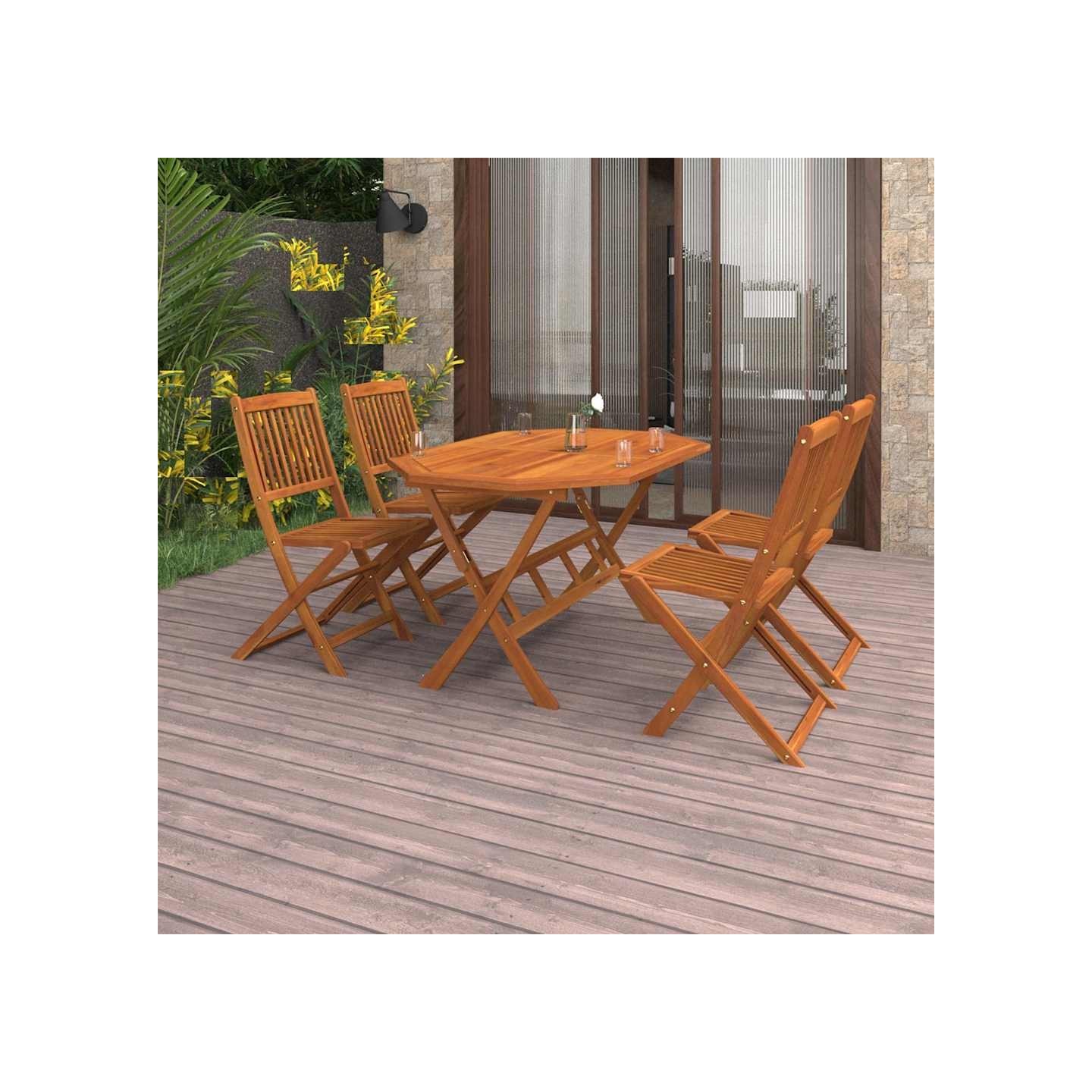 Ensemble à manger de jardin 5 pcs Bois d'acacia solide