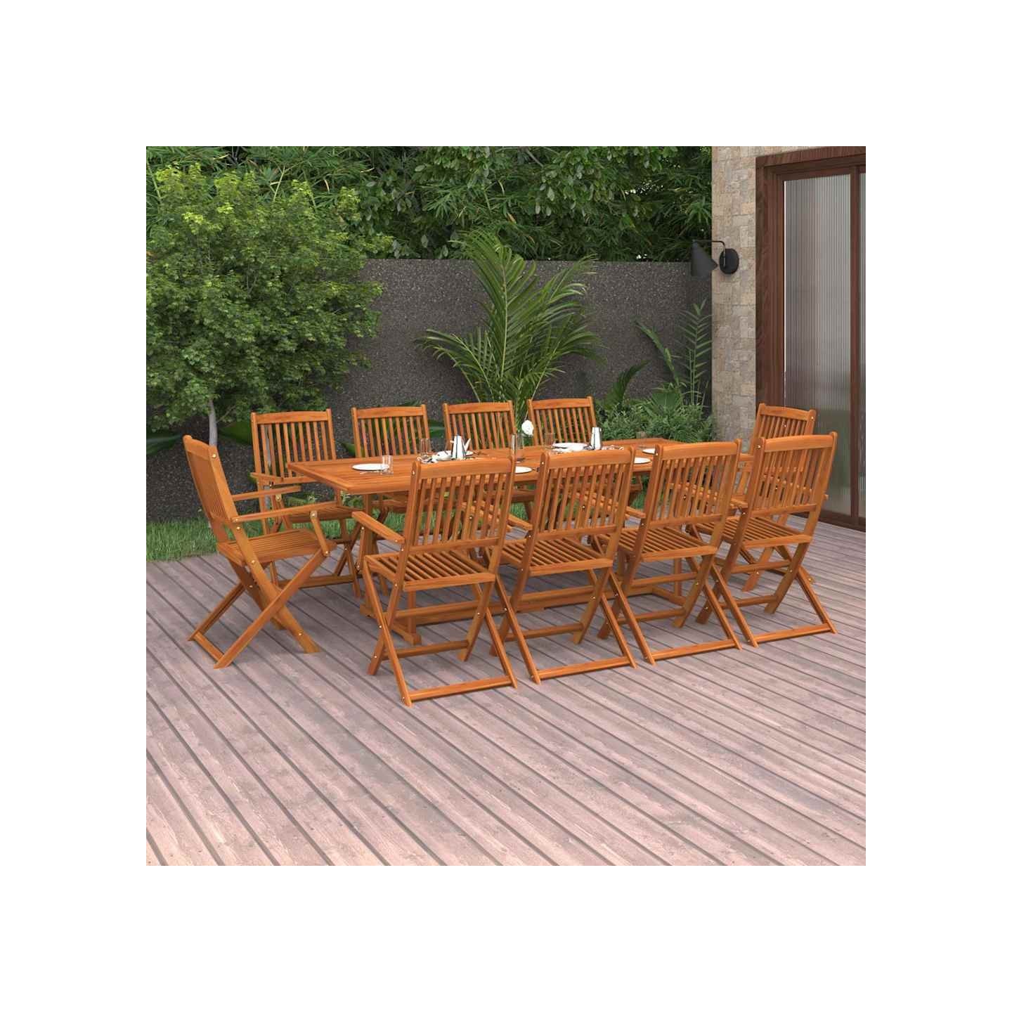 Ensemble à manger de jardin 11 pcs 220x90x75 cm bois d'acacia