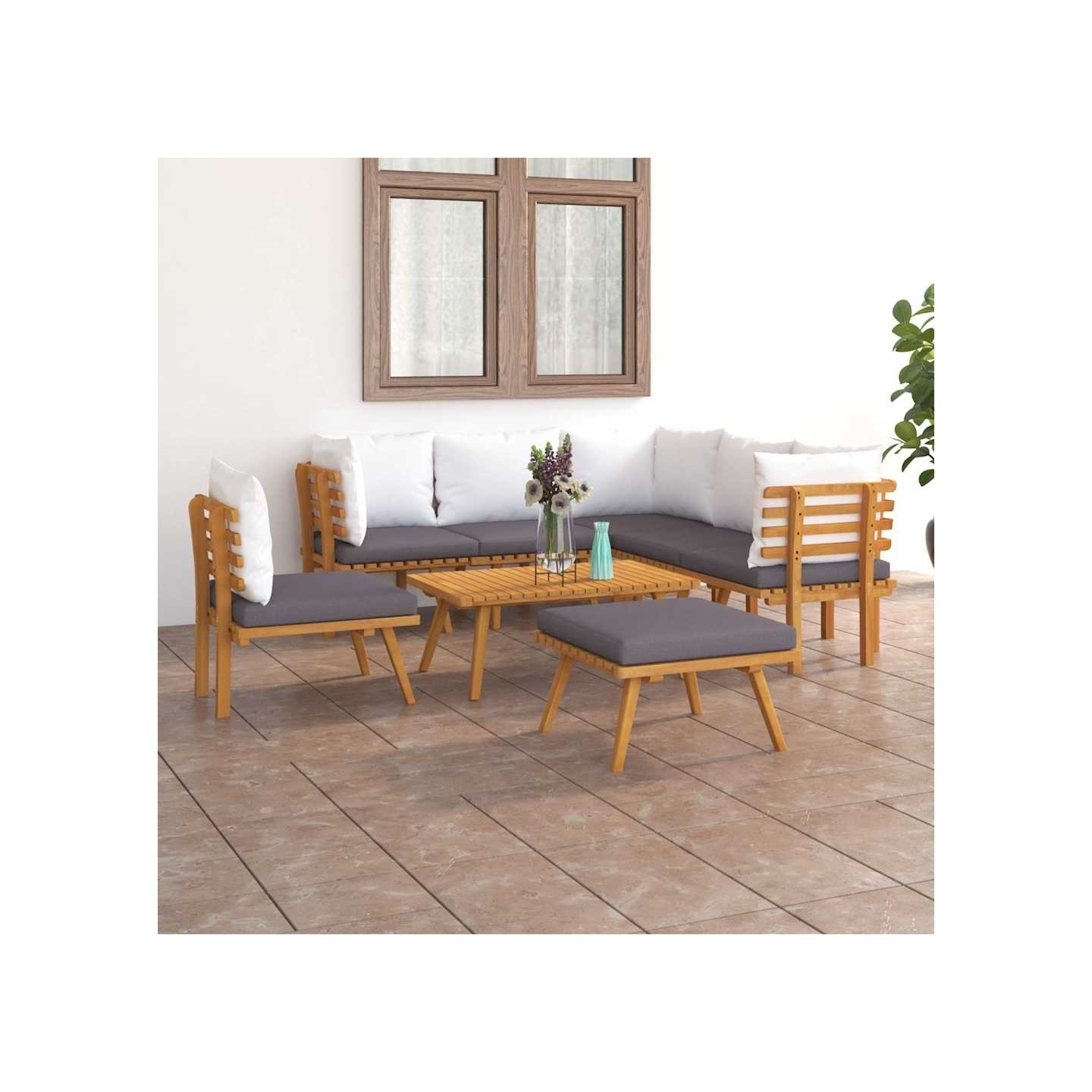 Salon de jardin 8 pcs avec coussins Bois d'acacia solide