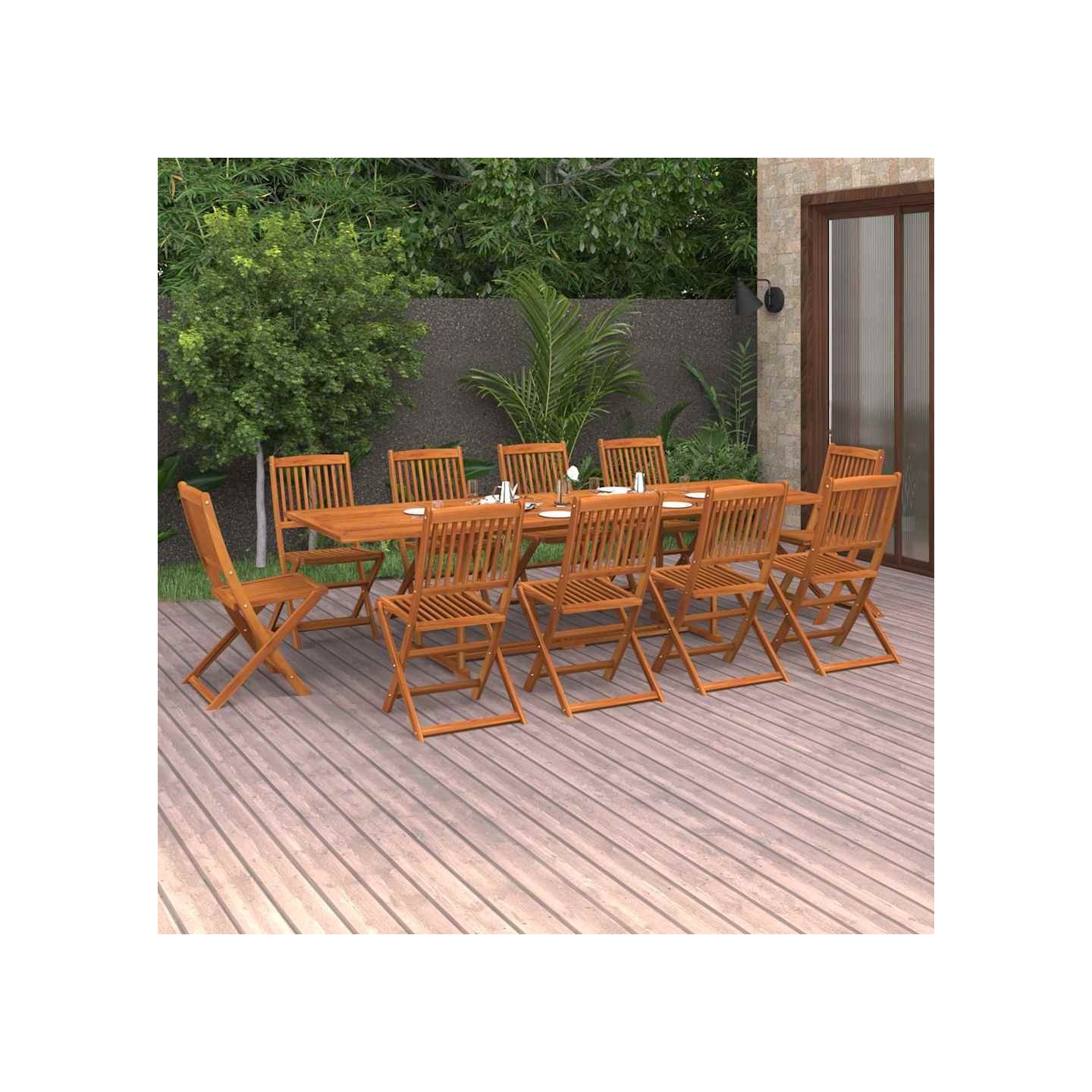 Ensemble à manger de jardin 11 pcs 280x90x75 cm bois d'acacia