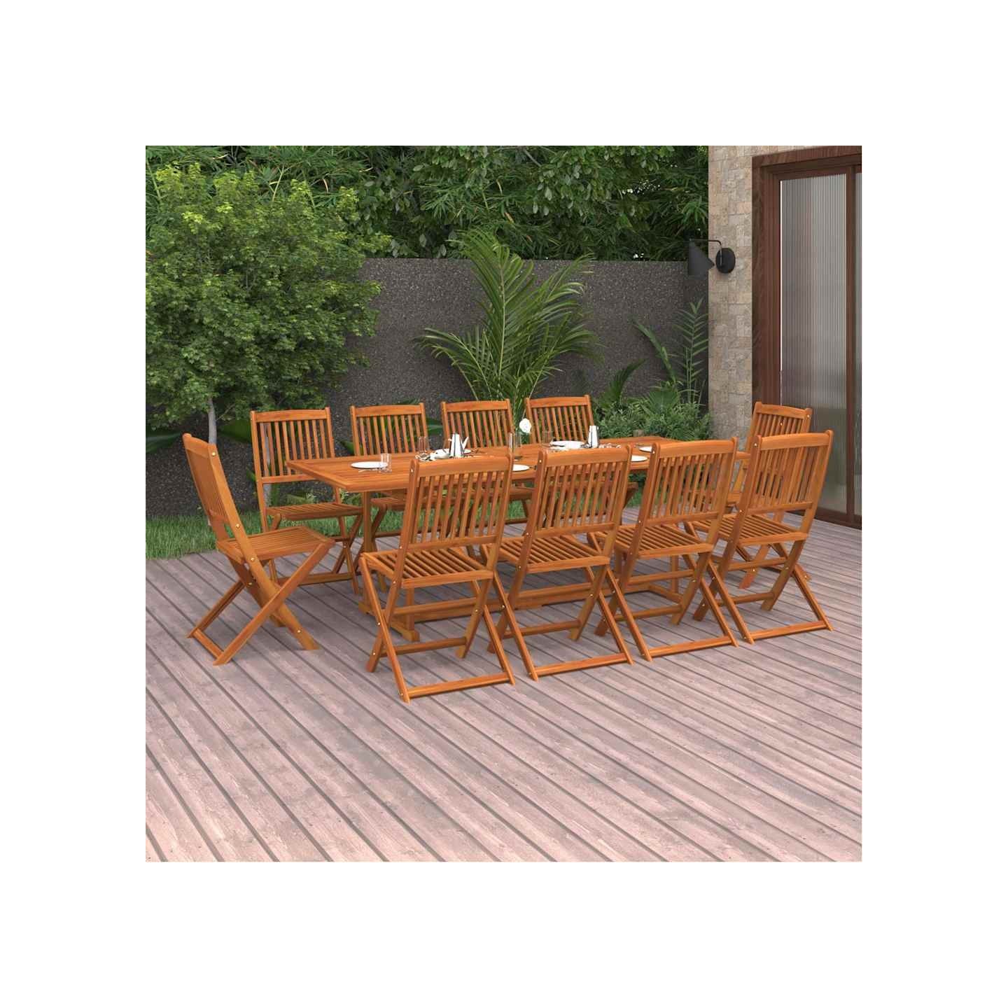 Ensemble à manger de jardin 11 pcs 220x90x75 cm bois d'acacia