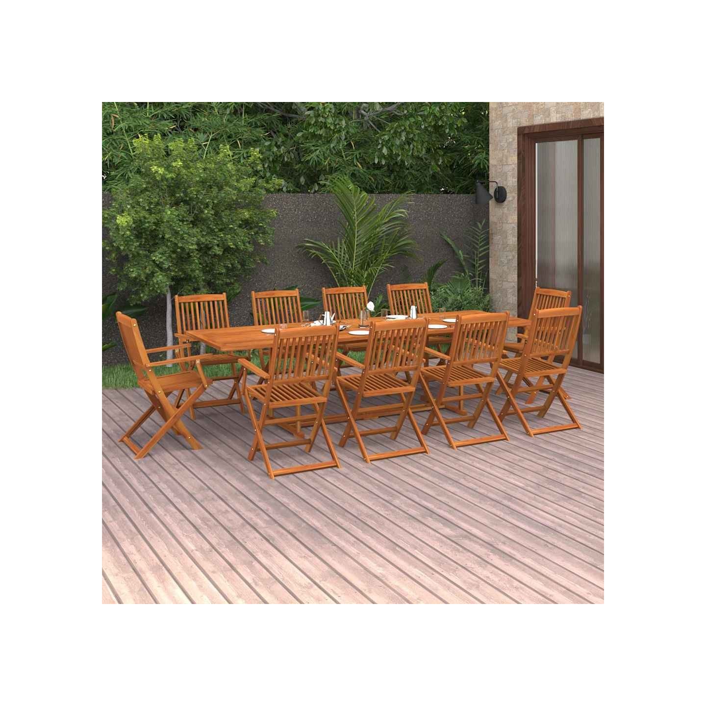 Ensemble à manger de jardin 11 pcs 280x90x75 cm bois d'acacia