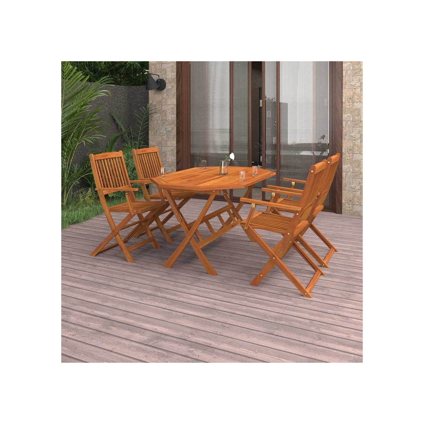 Ensemble à manger de jardin 5 pcs Bois d'acacia solide