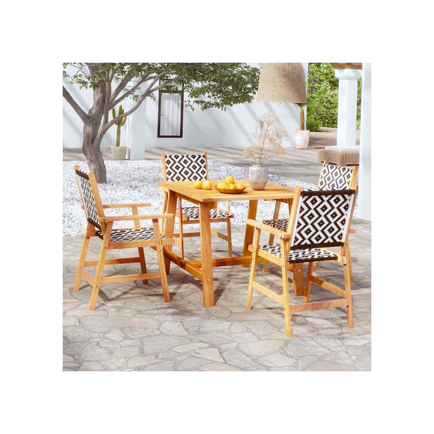 Ensemble à manger de jardin 5 pcs Bois d'acacia solide
