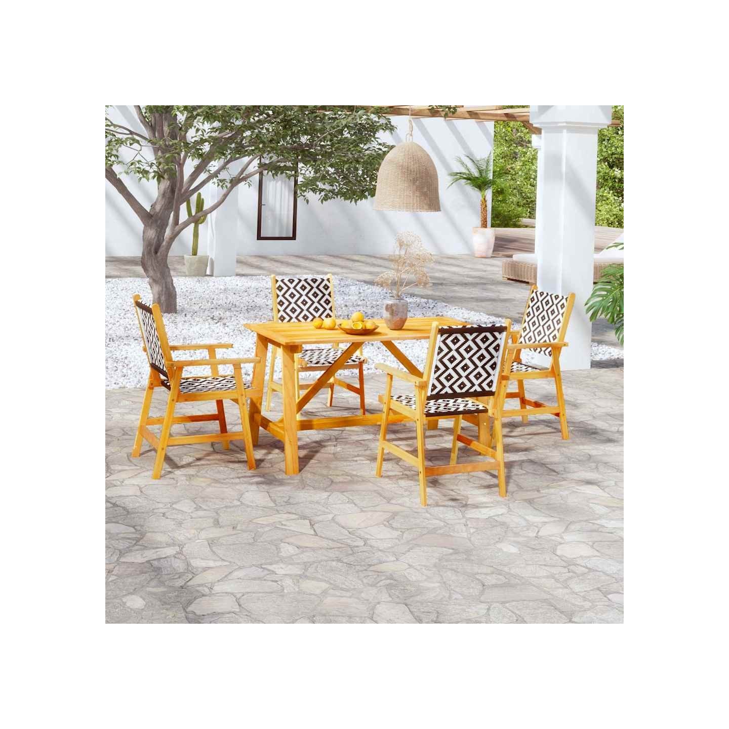 Ensemble à manger de jardin 5 pcs Bois d'acacia solide