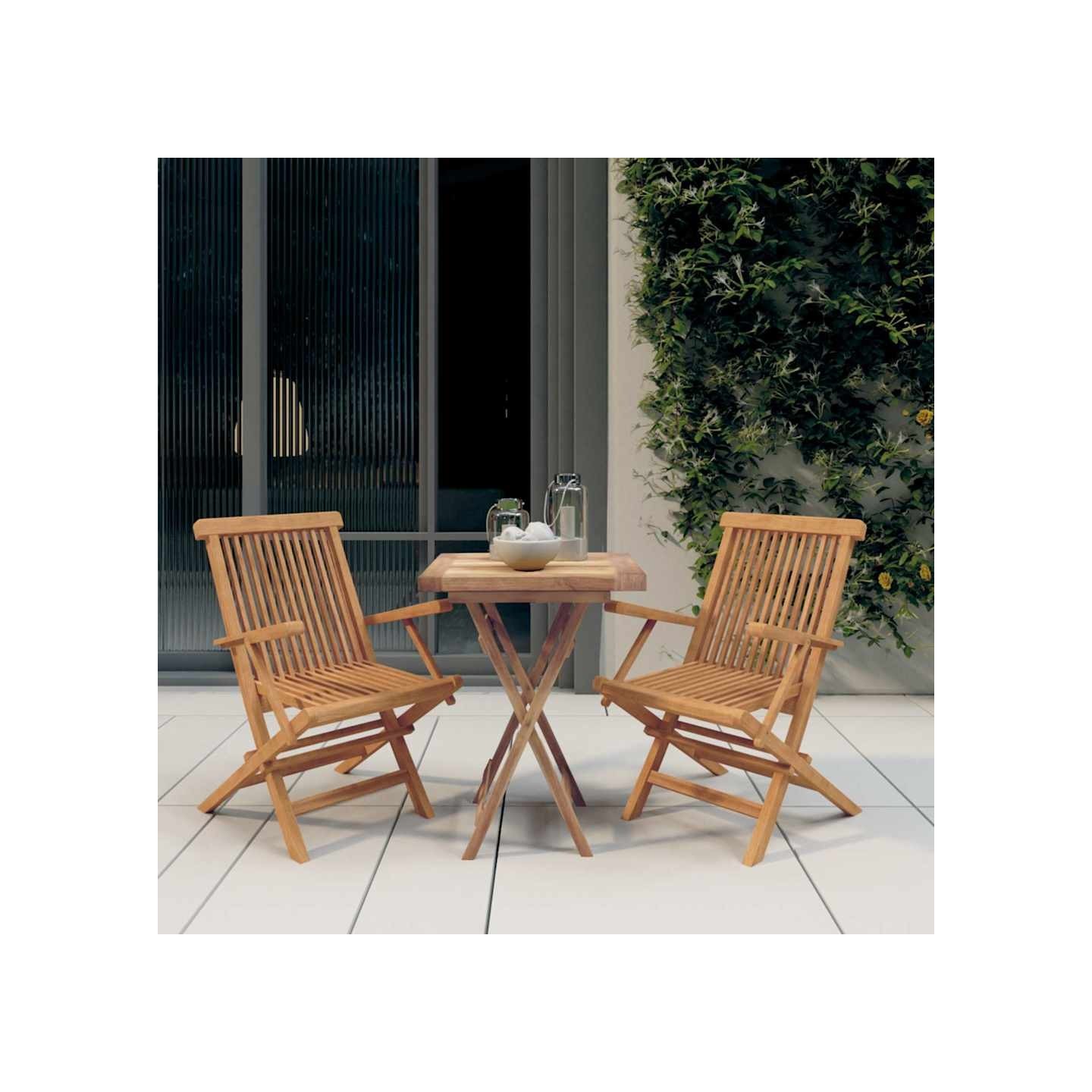 Ensemble à manger de jardin 3 pcs Bois de teck massif