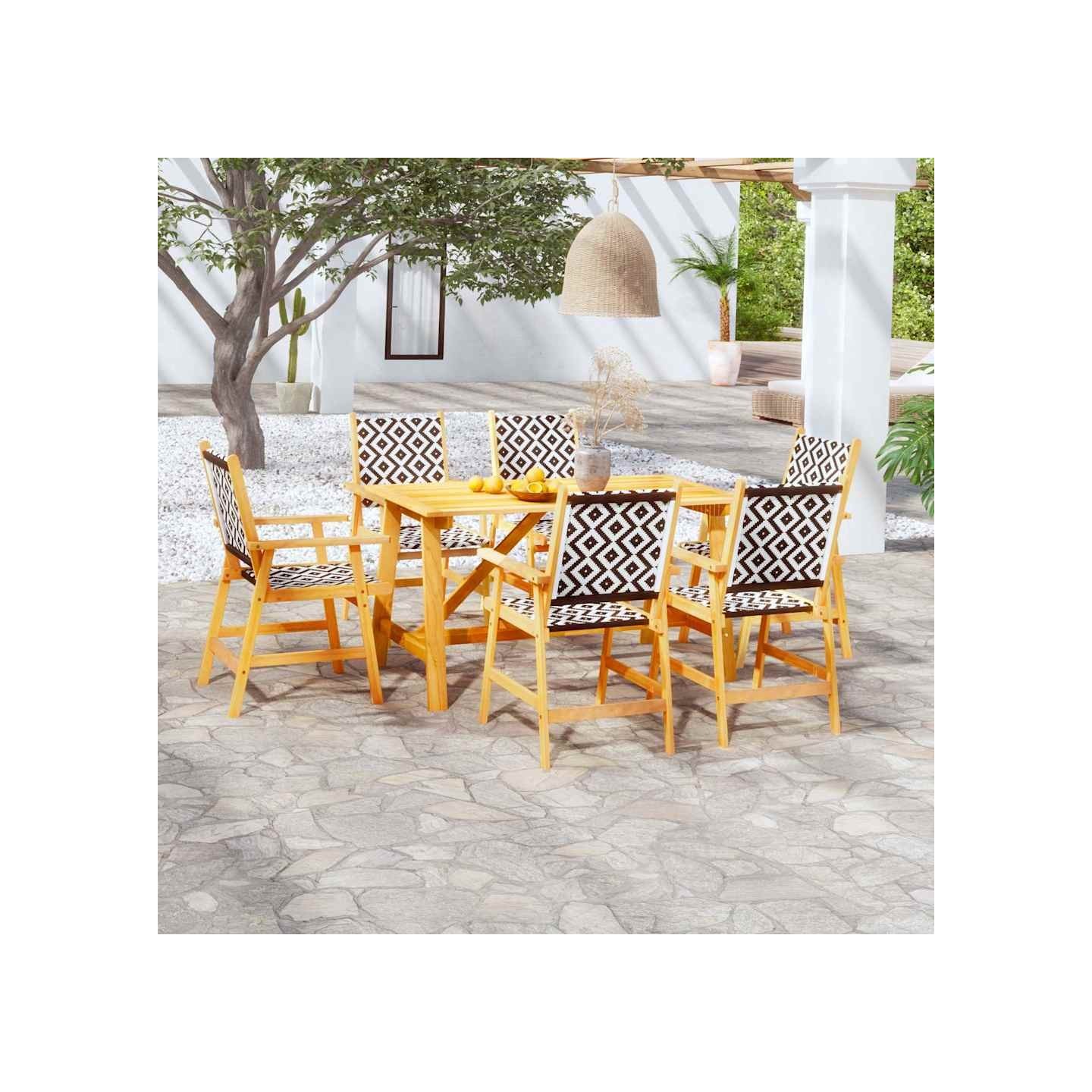 Ensemble à manger de jardin 7 pcs Bois d'acacia solide