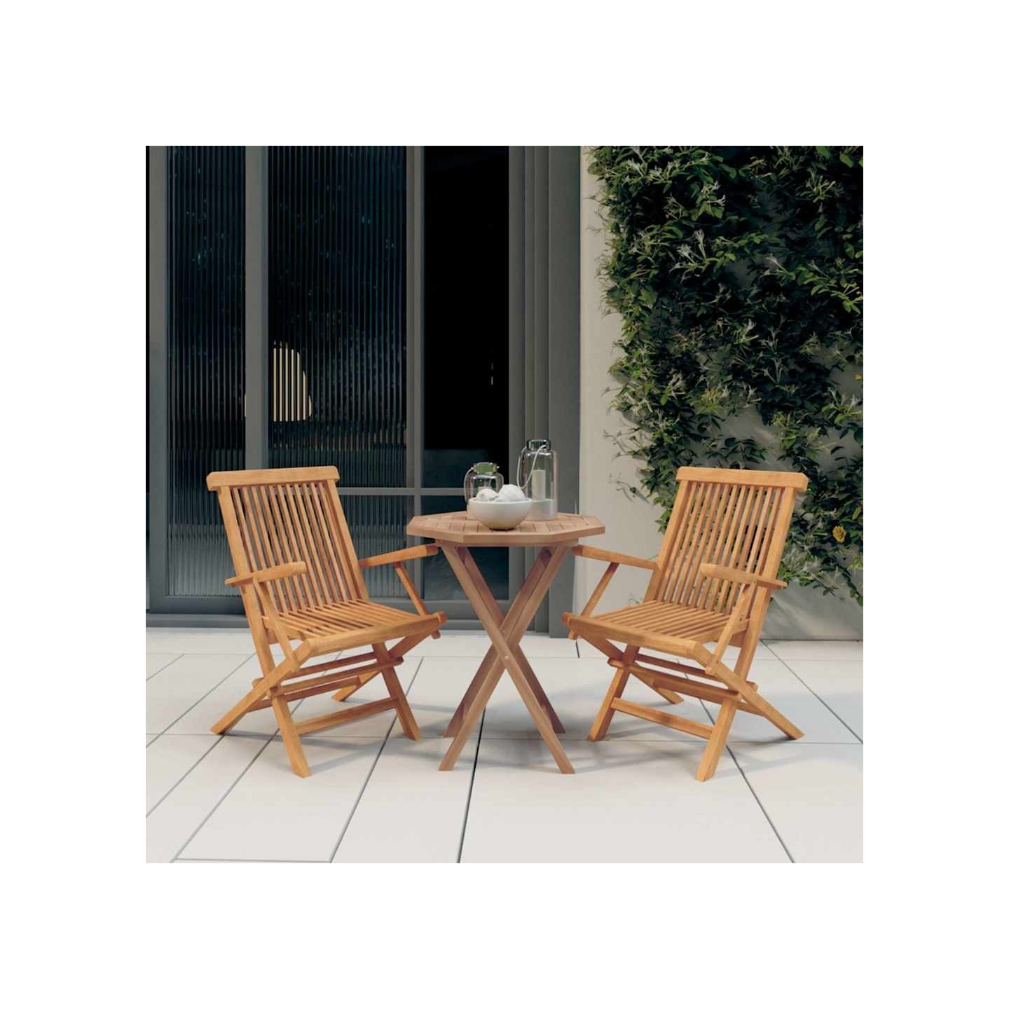 Ensemble à manger de jardin 3 pcs Bois de teck massif