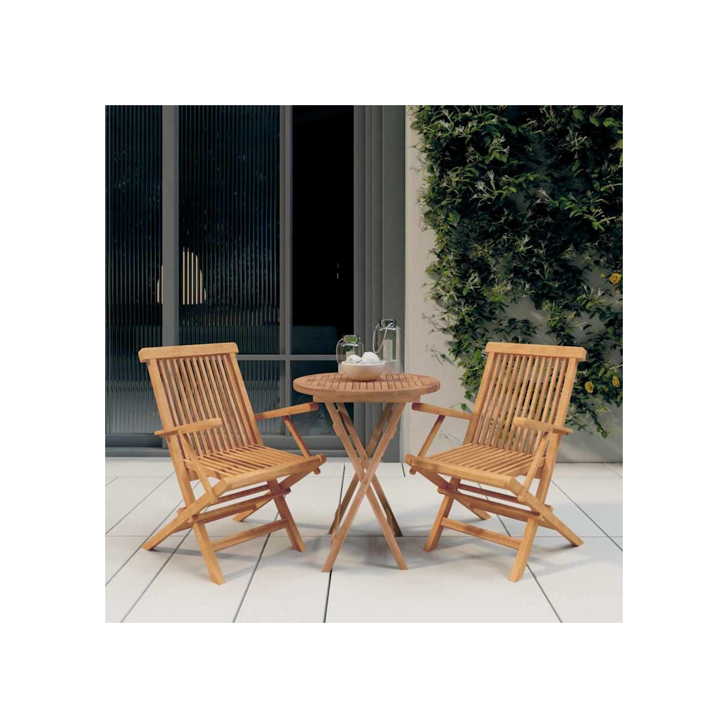 Ensemble à manger de jardin 3 pcs Bois de teck massif