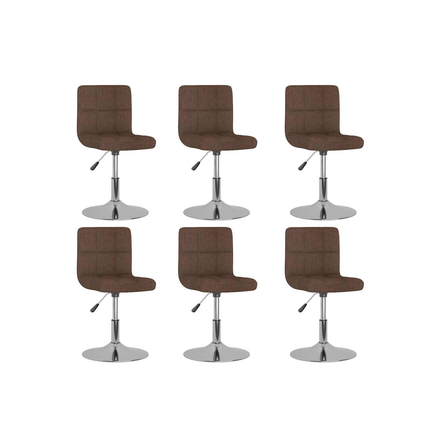 Chaises pivotantes à manger lot de 6 marron tissu