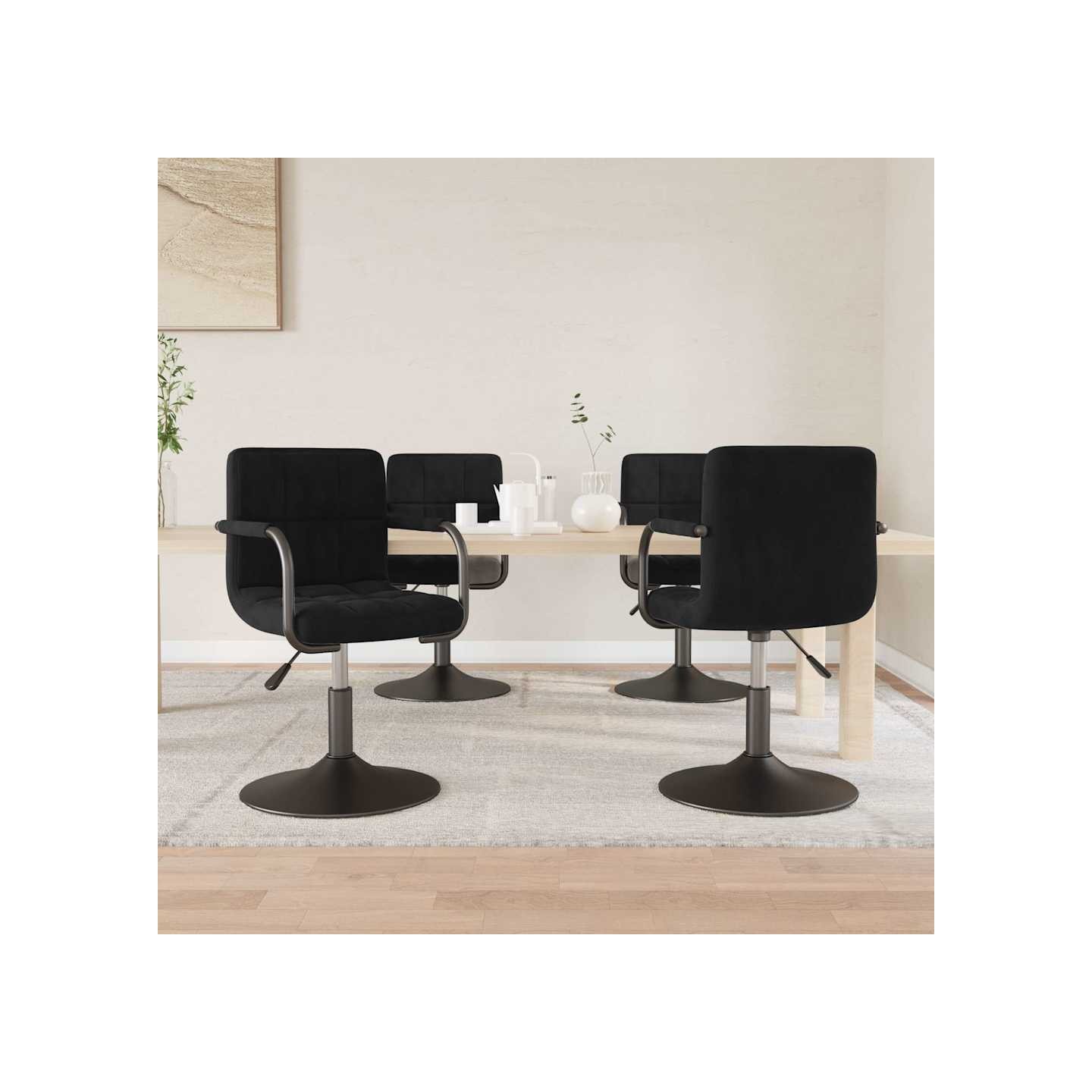 Chaises pivotantes à manger lot de 4 noir velours
