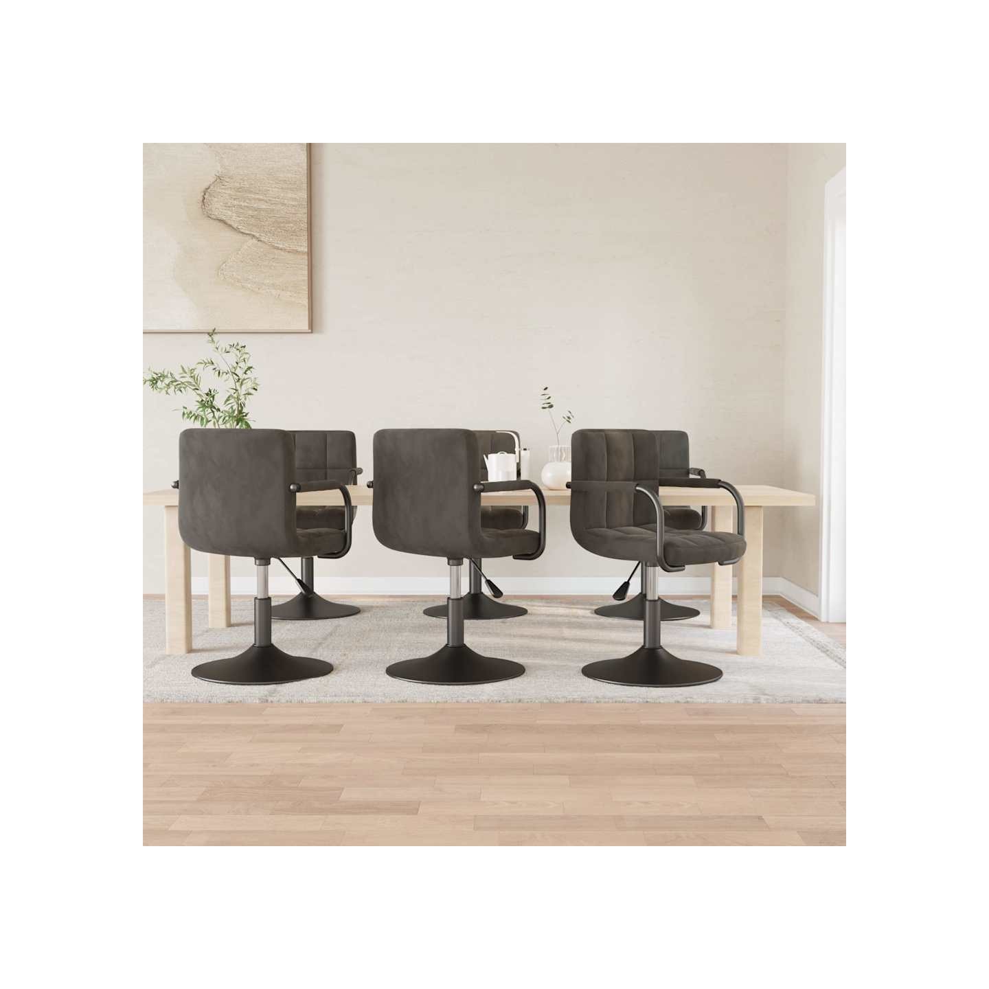 Chaises pivotantes à manger lot de 6 gris foncé velours