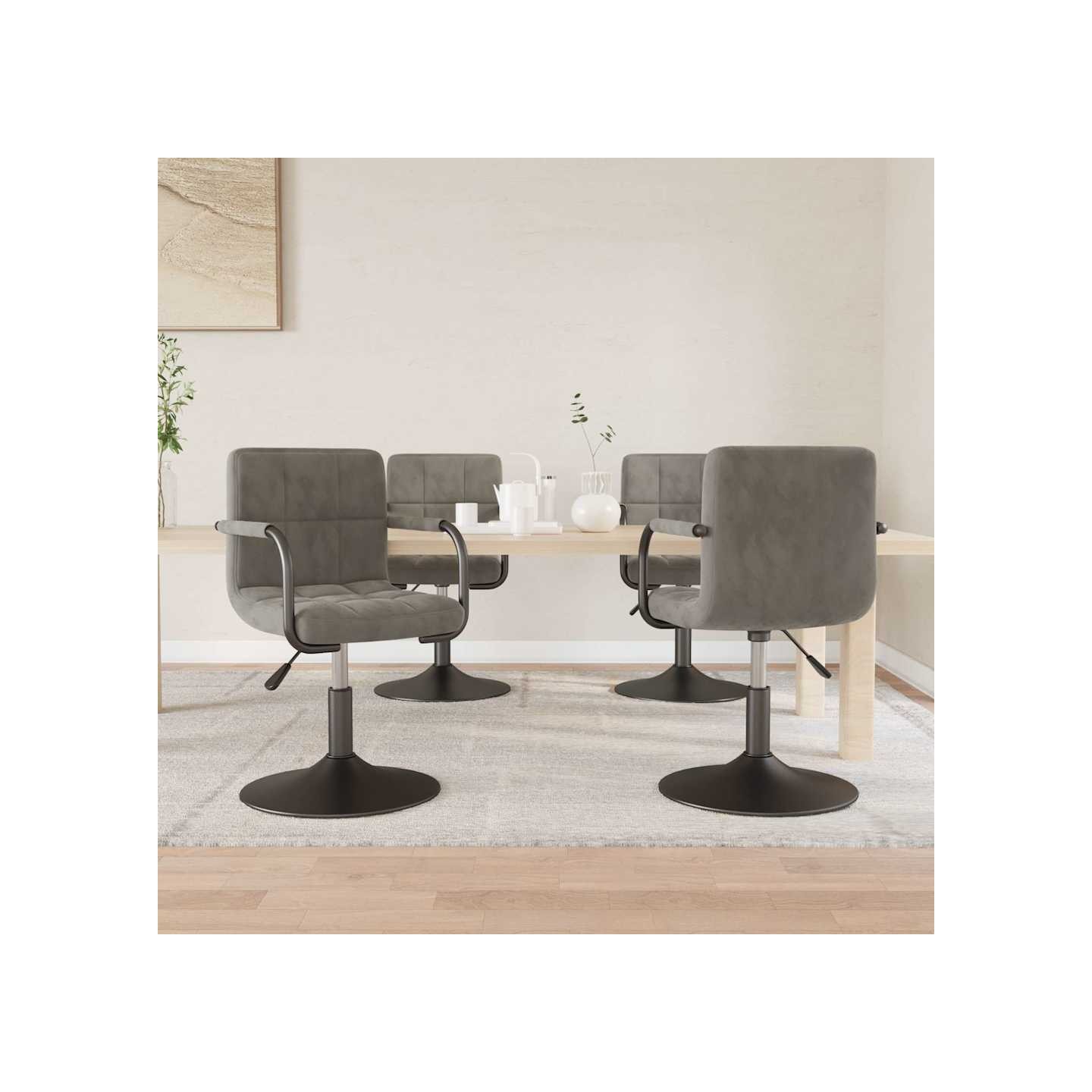 Chaises pivotantes à manger lot de 4 gris clair velours