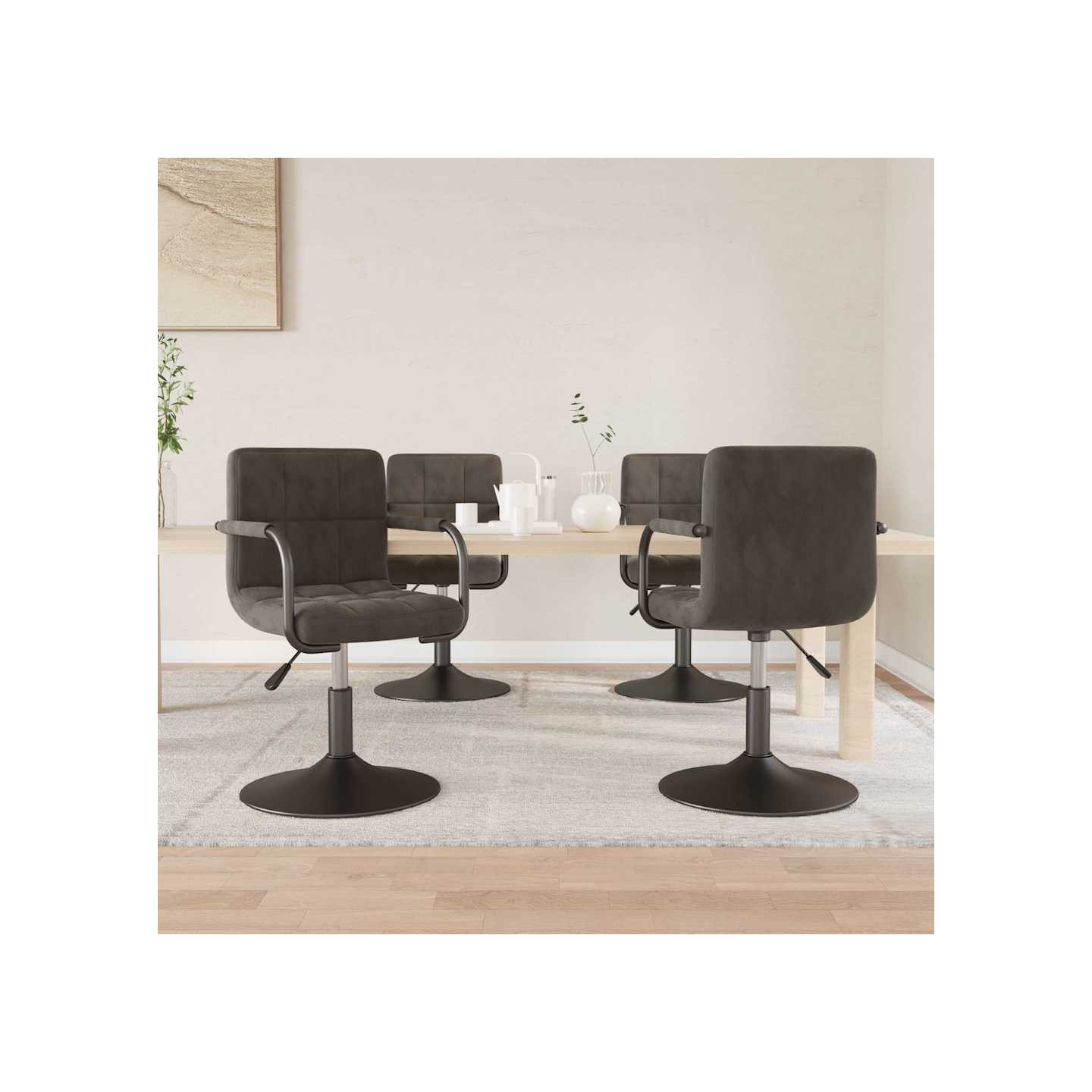 Chaises pivotantes à manger lot de 4 gris foncé velours