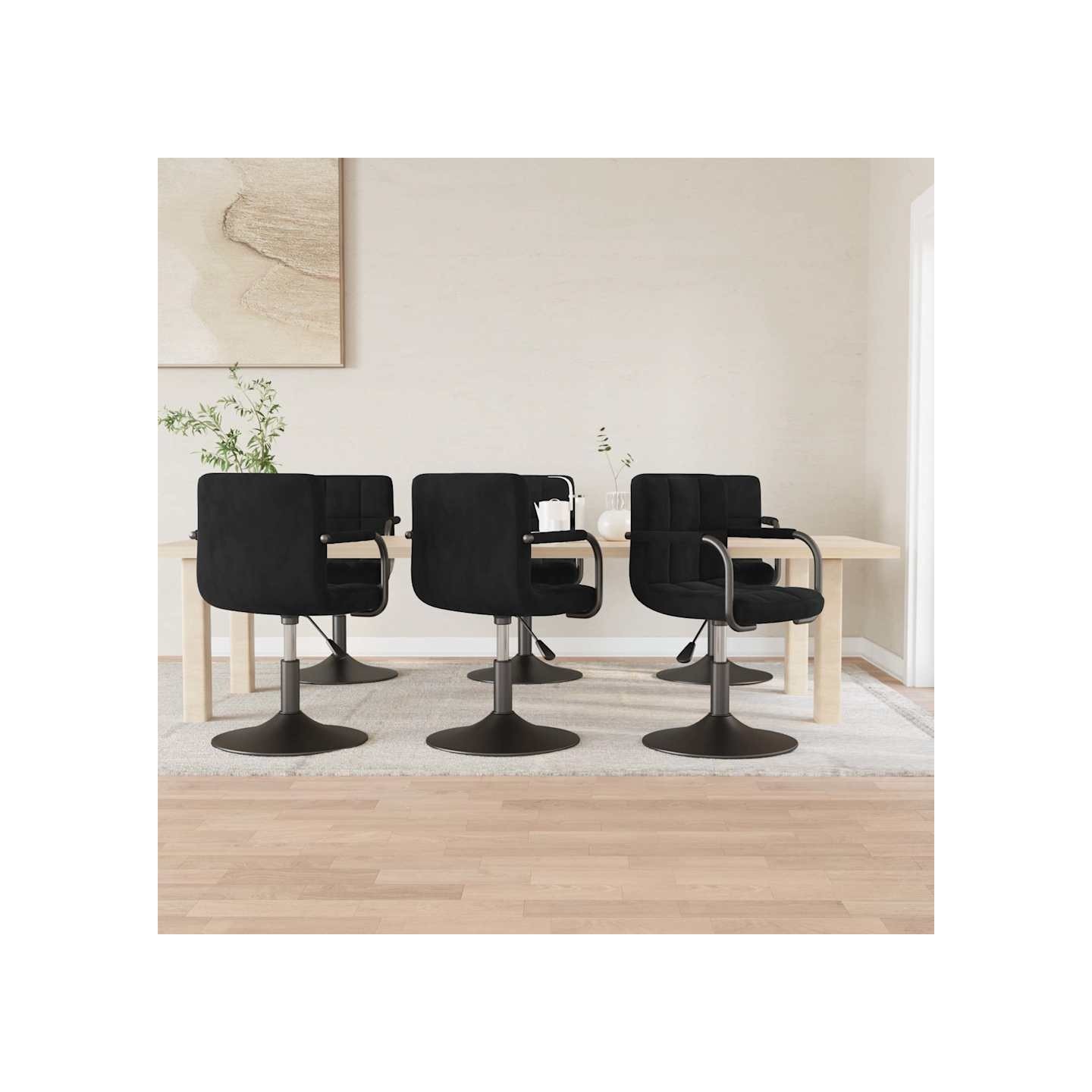 Chaises pivotantes à manger lot de 6 noir velours