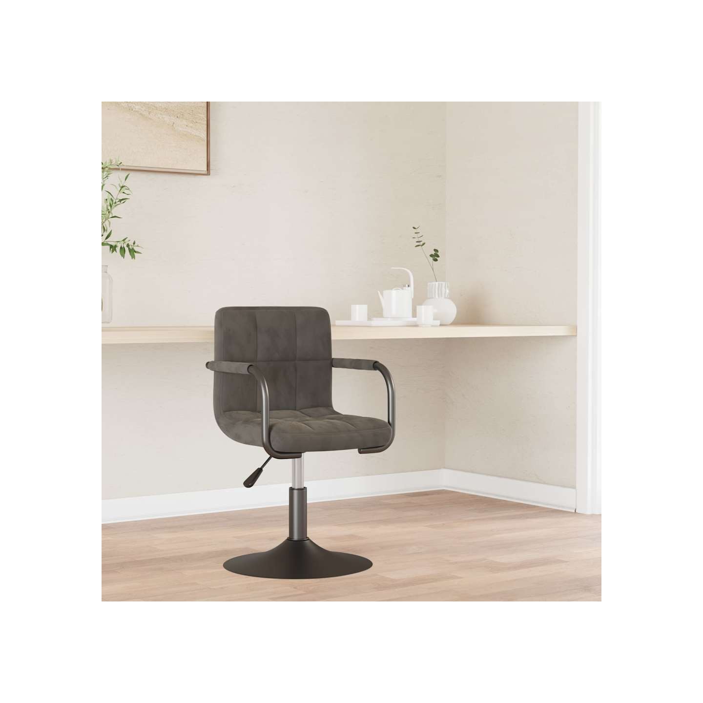 Chaise de salle à manger Gris foncé Velours