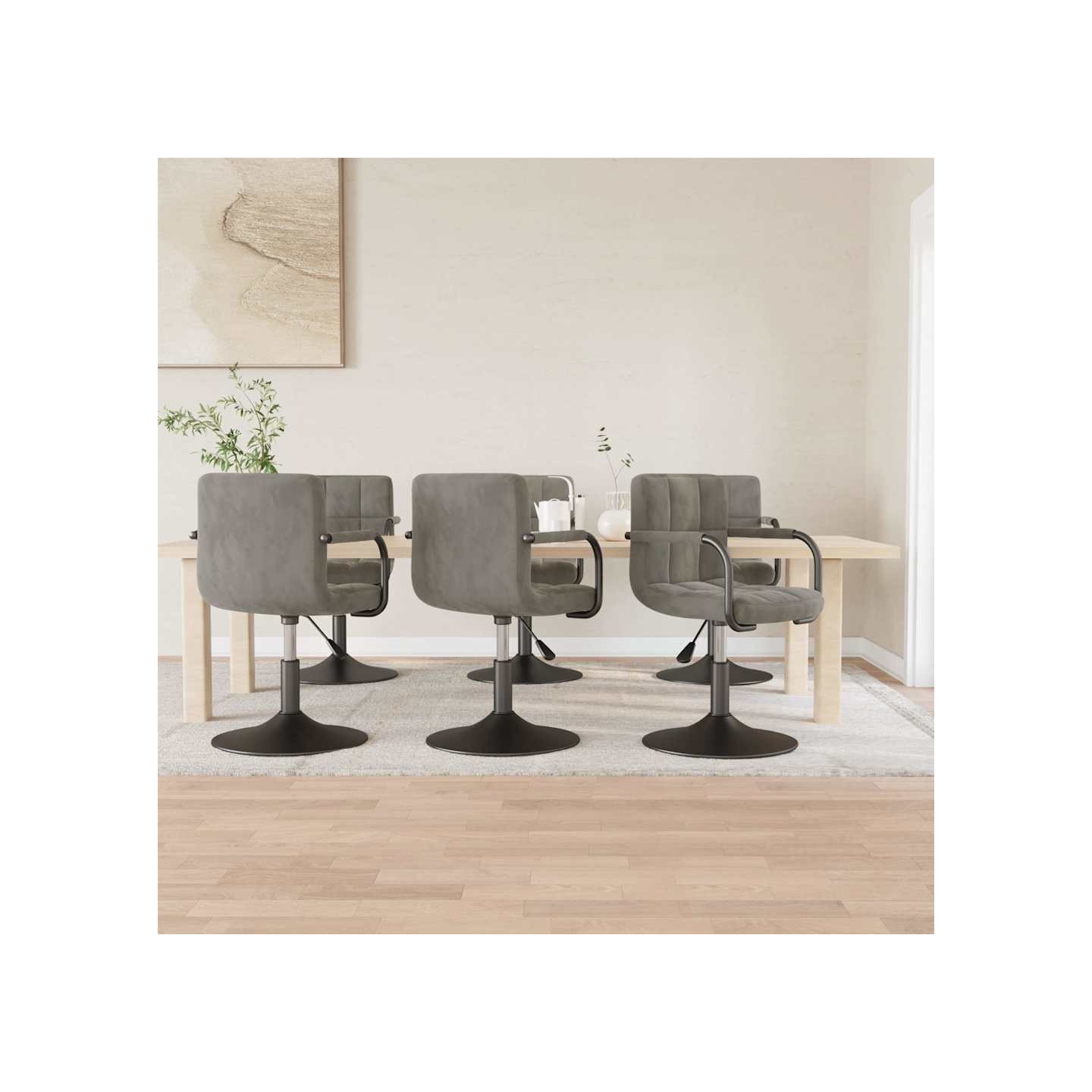 Chaises pivotantes à manger lot de 6 gris clair velours