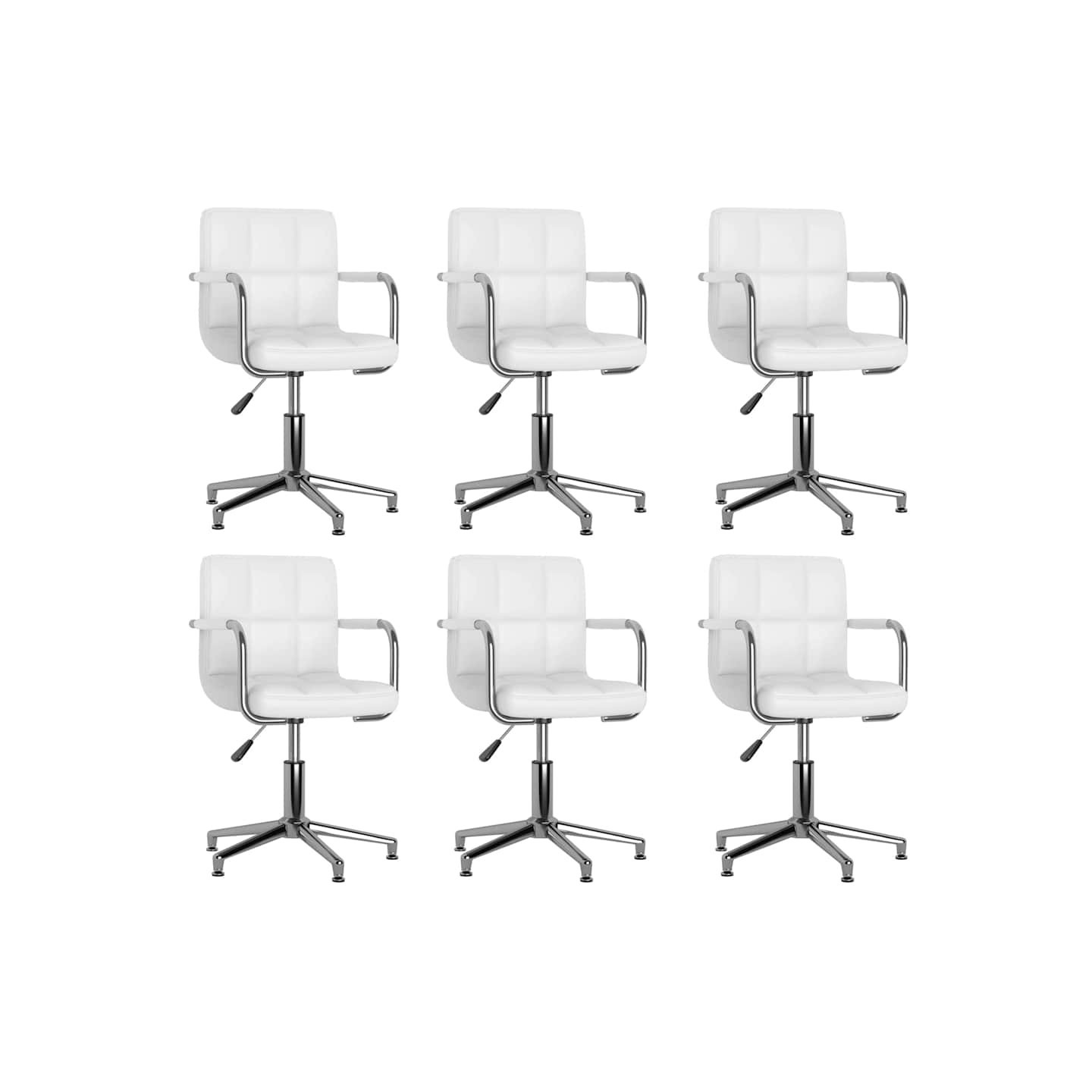 Chaises à manger pivotantes lot de 6 blanc similicuir