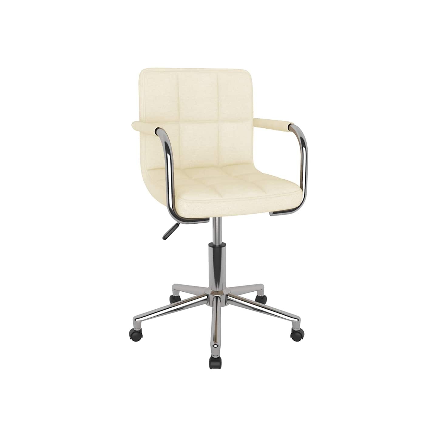 Chaise pivotante de salle à manger Crème Tissu