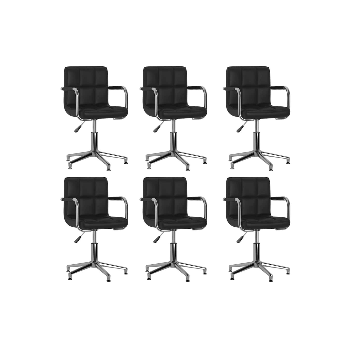 Chaises pivotantes à manger lot de 6 noir similicuir