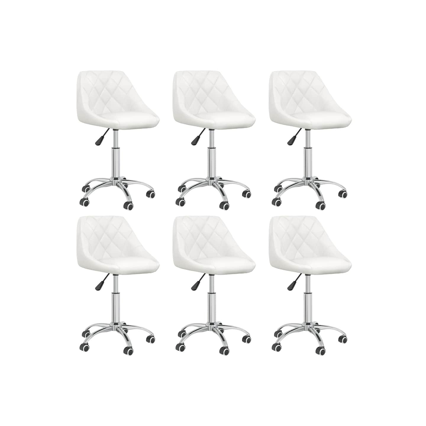 Chaises pivotantes à manger lot de 6 blanc similicuir