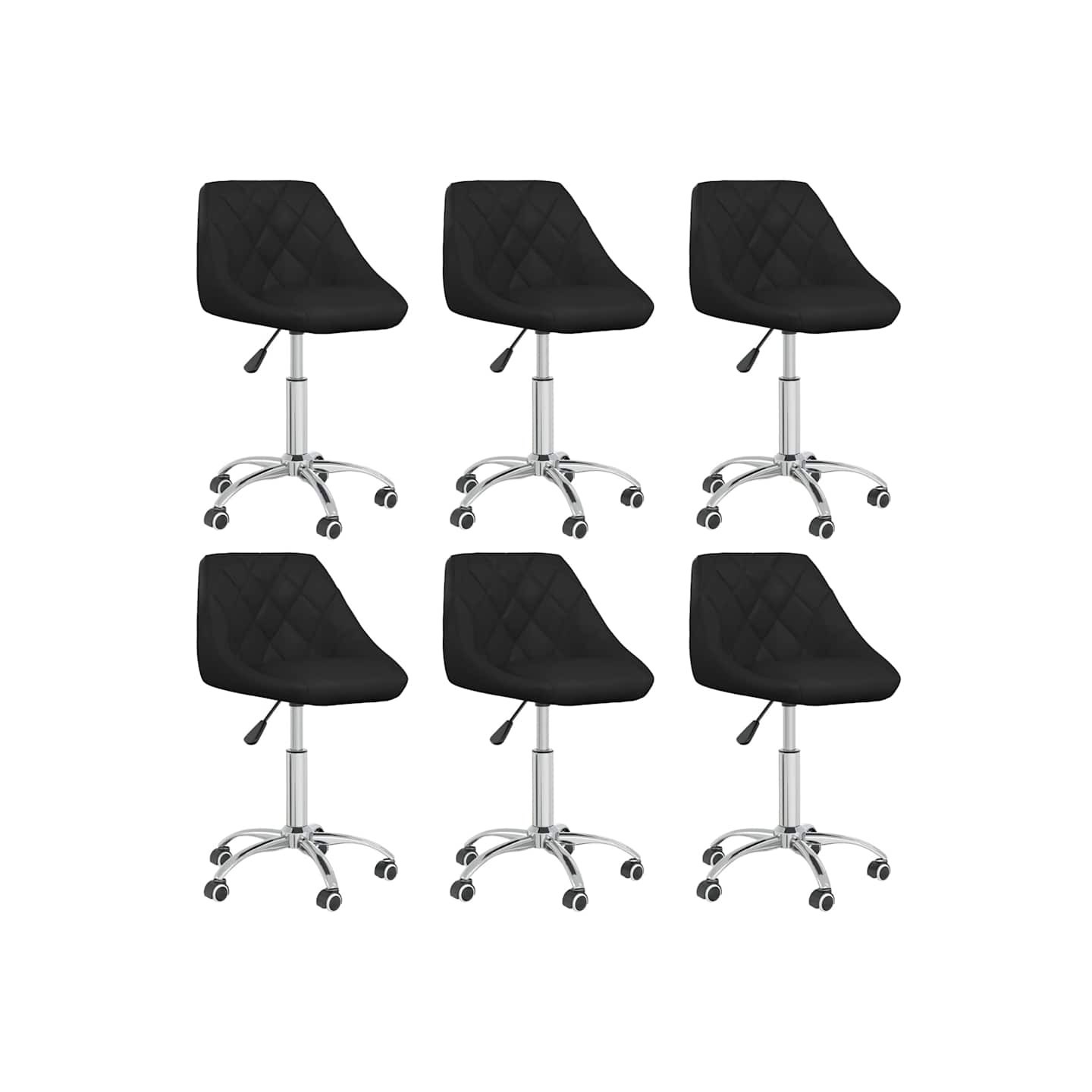 Chaises pivotantes à manger lot de 6 noir similicuir