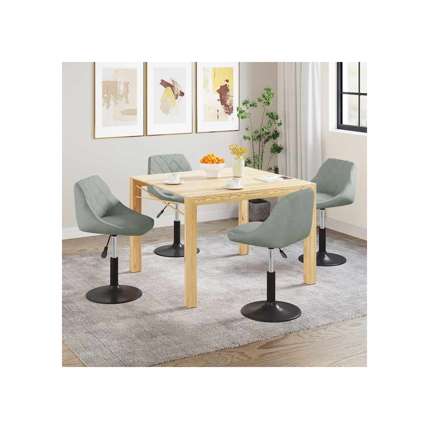 Chaises pivotantes à manger lot de 4 gris clair velours