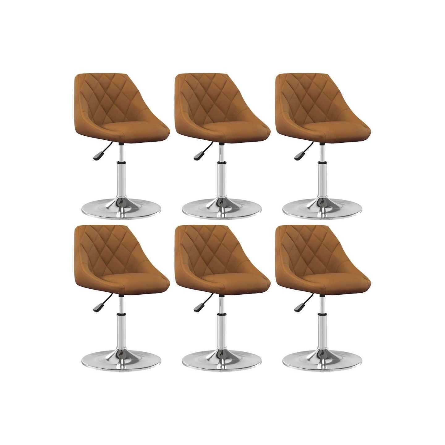 Chaises pivotantes à manger lot de 6 Marron Velours