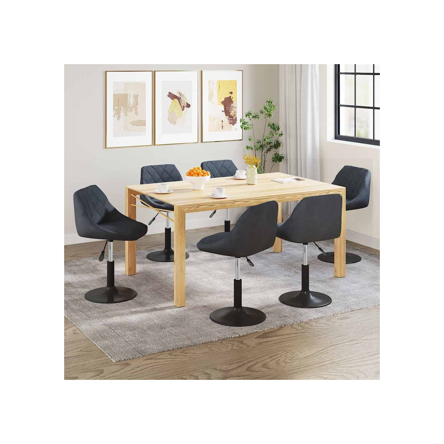 Chaises pivotantes à manger lot de 6 gris foncé velours