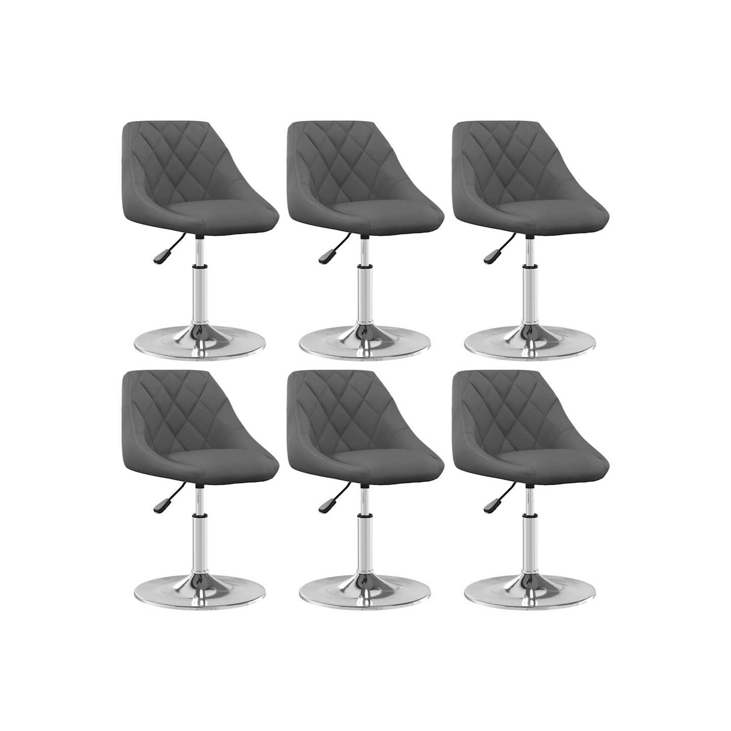 Chaises pivotantes à manger lot de 6 Gris foncé Velours