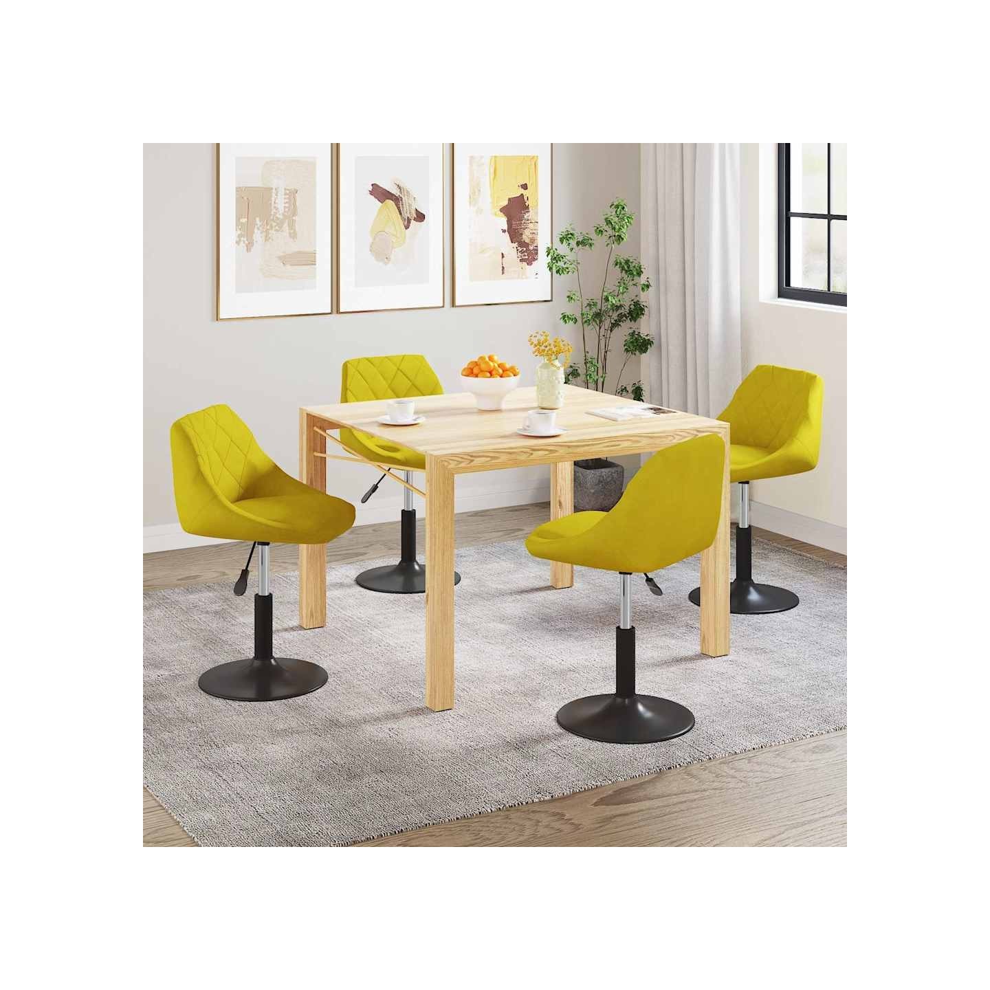 Chaises à manger pivotantes lot de 4 jaune moutarde velours
