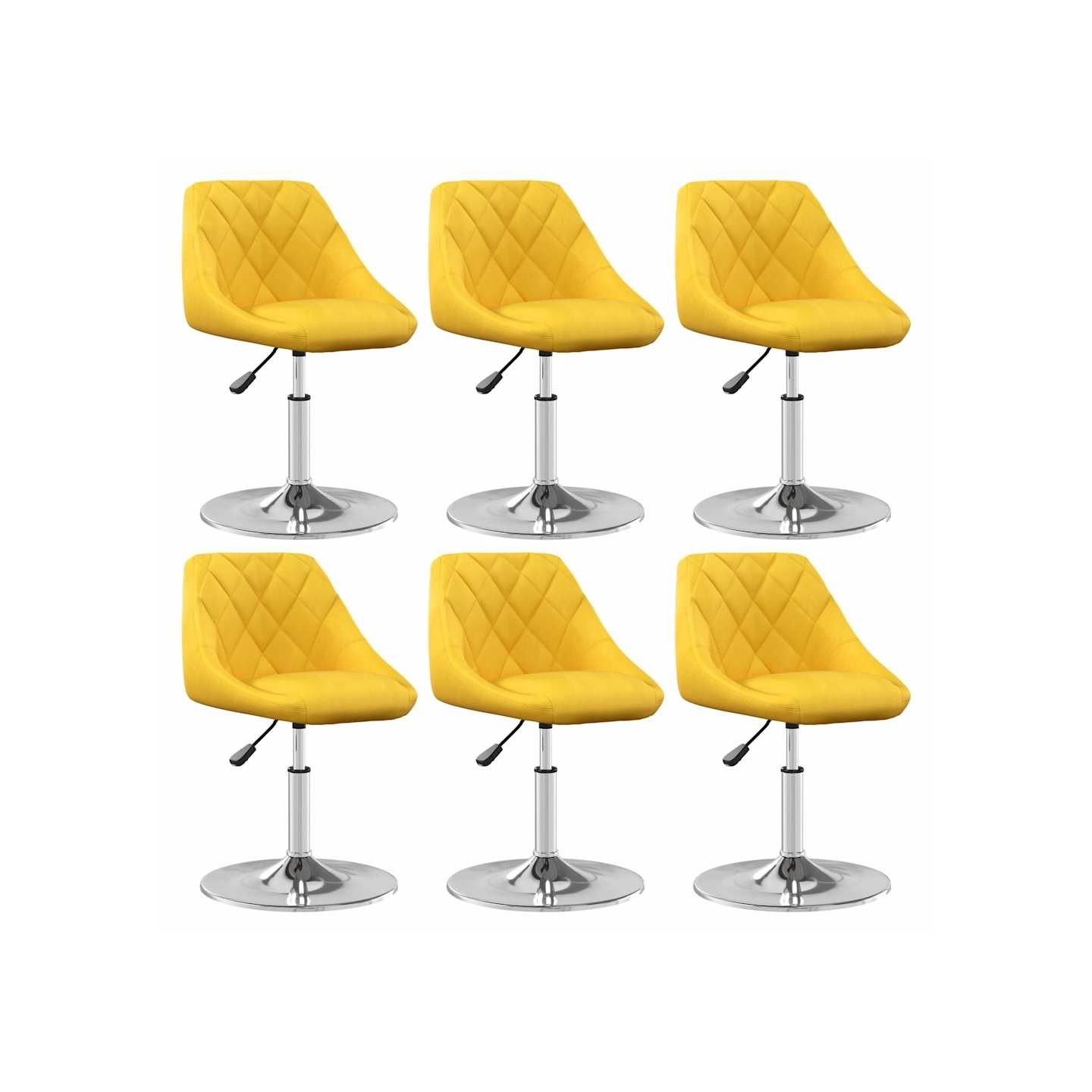 Chaises à manger pivotantes lot de 6 jaune moutarde velours