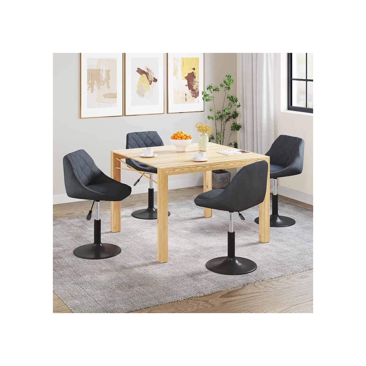 Chaises pivotantes à manger lot de 4 gris foncé velours