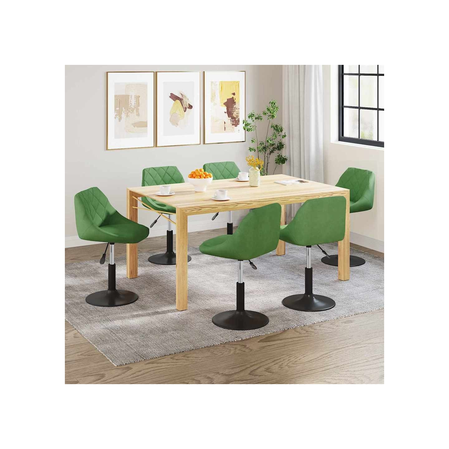 Chaises pivotantes à manger lot de 6 vert clair velours