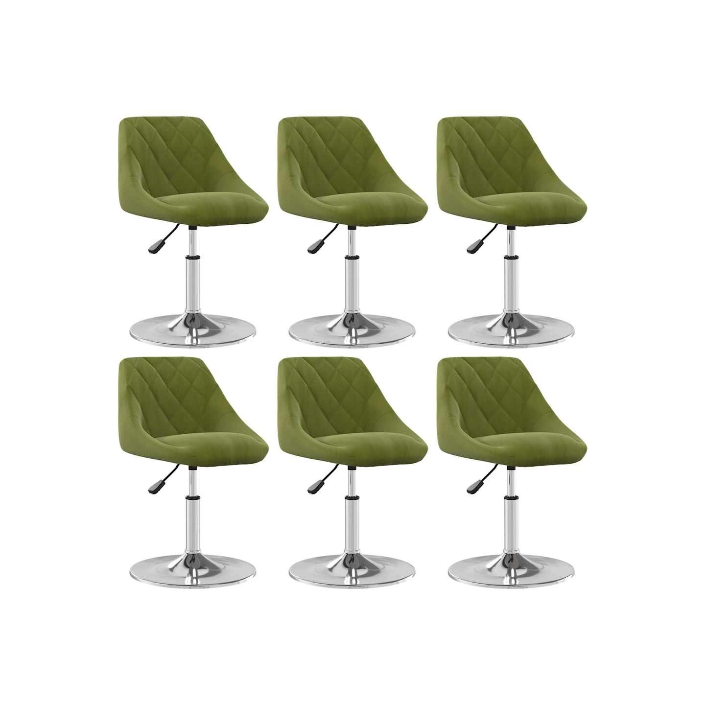 Chaises pivotantes à manger lot de 6 vert clair velours
