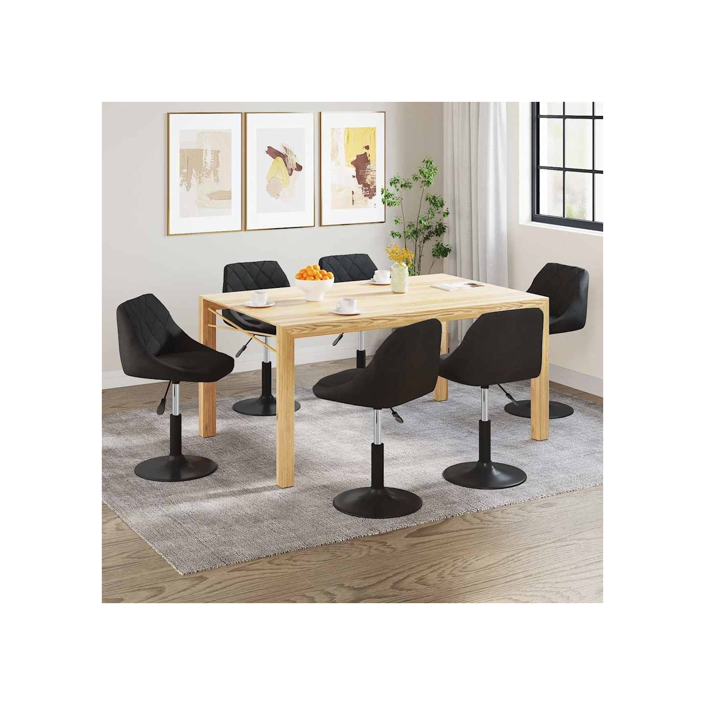 Chaises pivotantes à manger lot de 6 noir velours