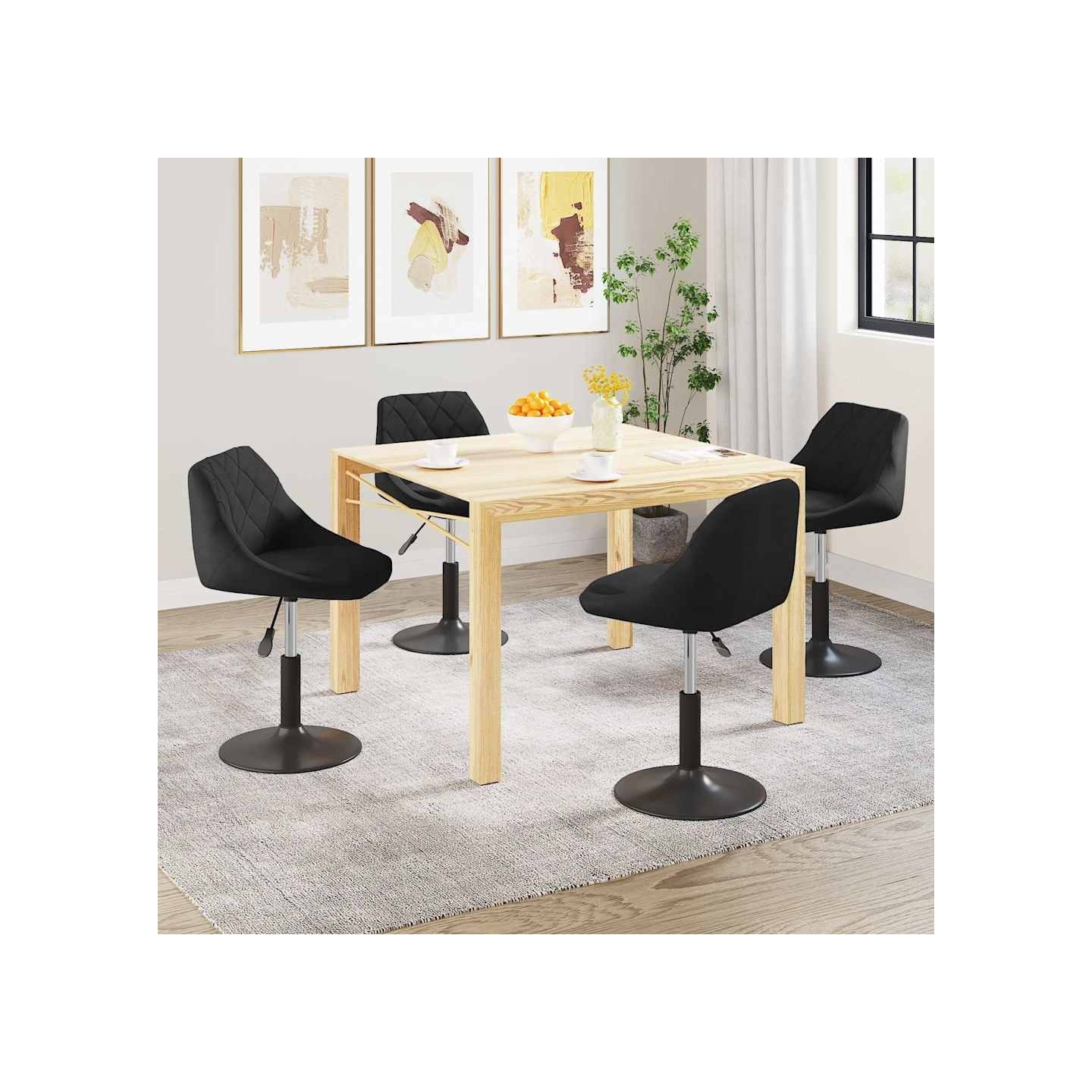 Chaises pivotantes à manger lot de 4 noir velours