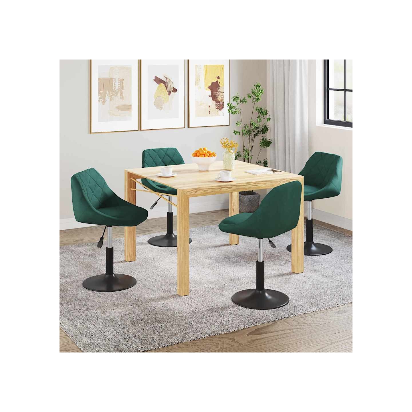 Chaises pivotantes à manger lot de 4 vert foncé velours