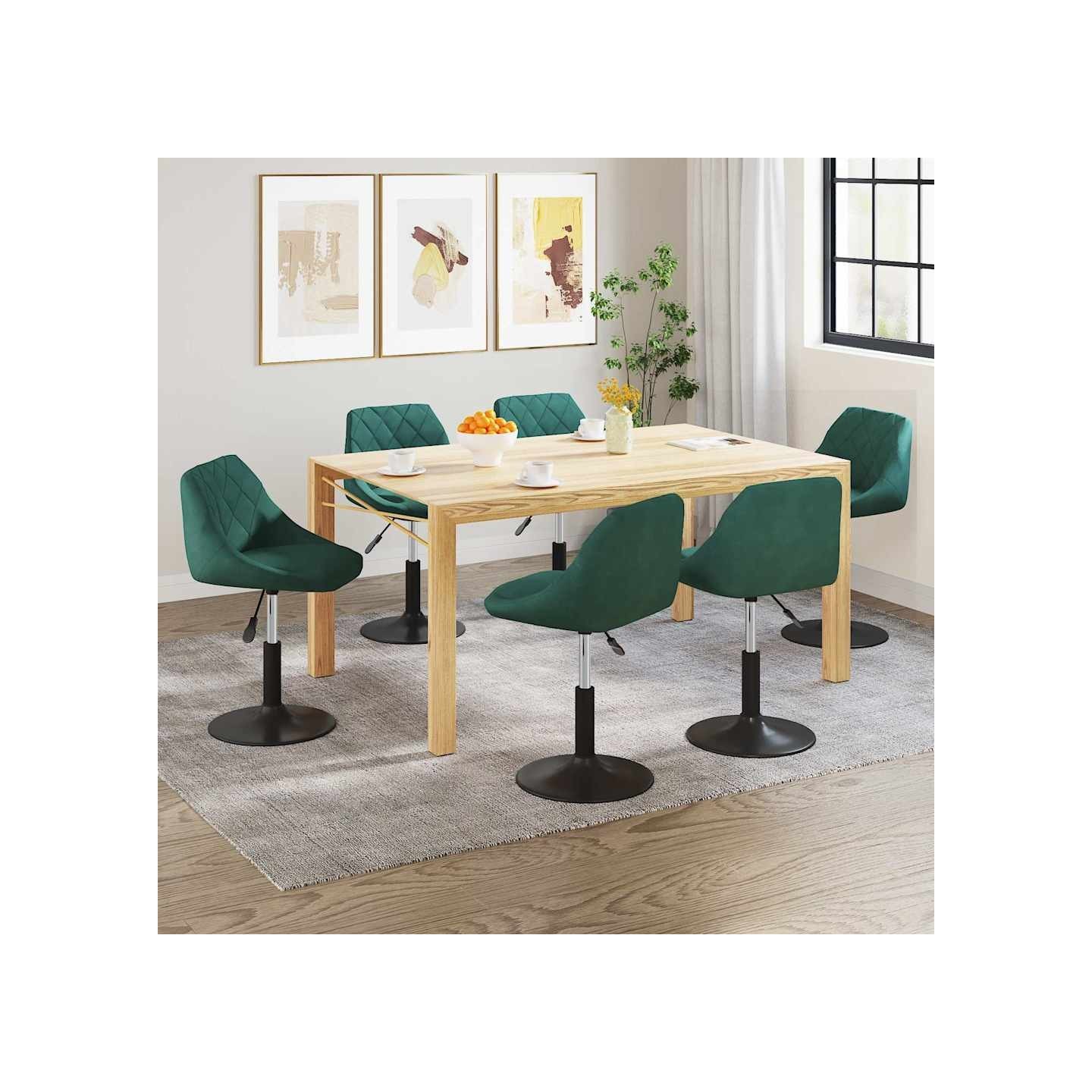 Chaises pivotantes à manger lot de 6 vert foncé velours