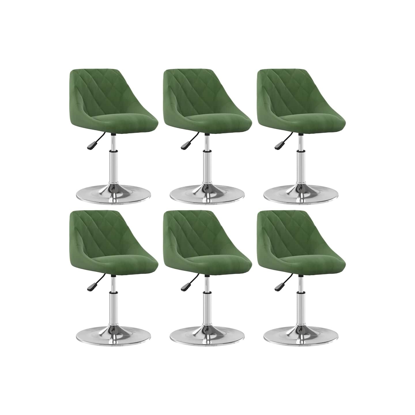 Chaises pivotantes à manger lot de 6 Vert foncé Velours
