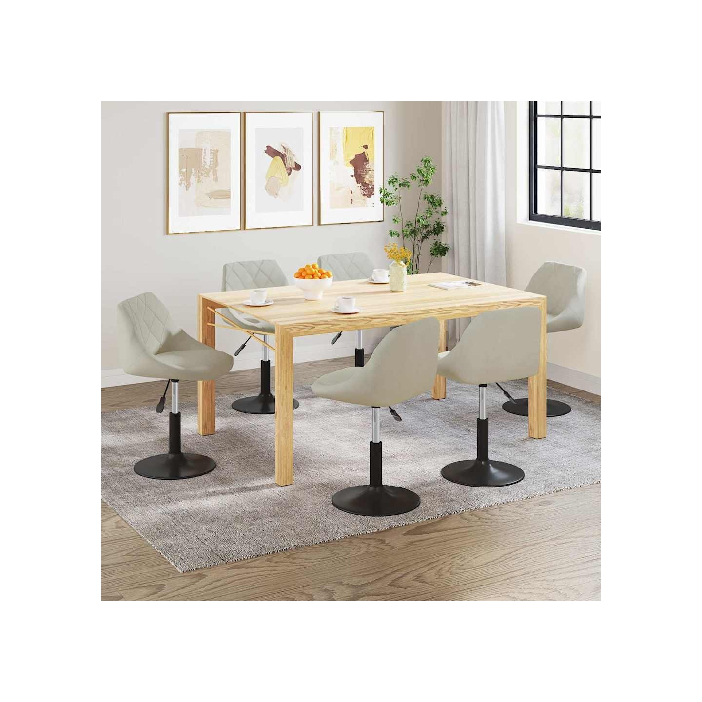 Chaises pivotantes à manger lot de 6 crème velours