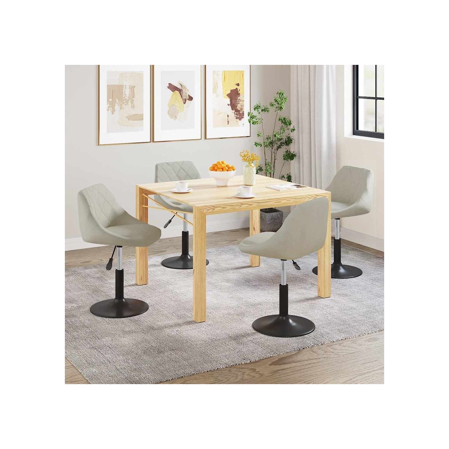 Chaises pivotantes à manger lot de 4 crème velours