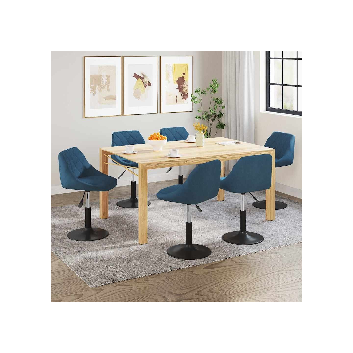 Chaises pivotantes à manger lot de 6 bleu velours
