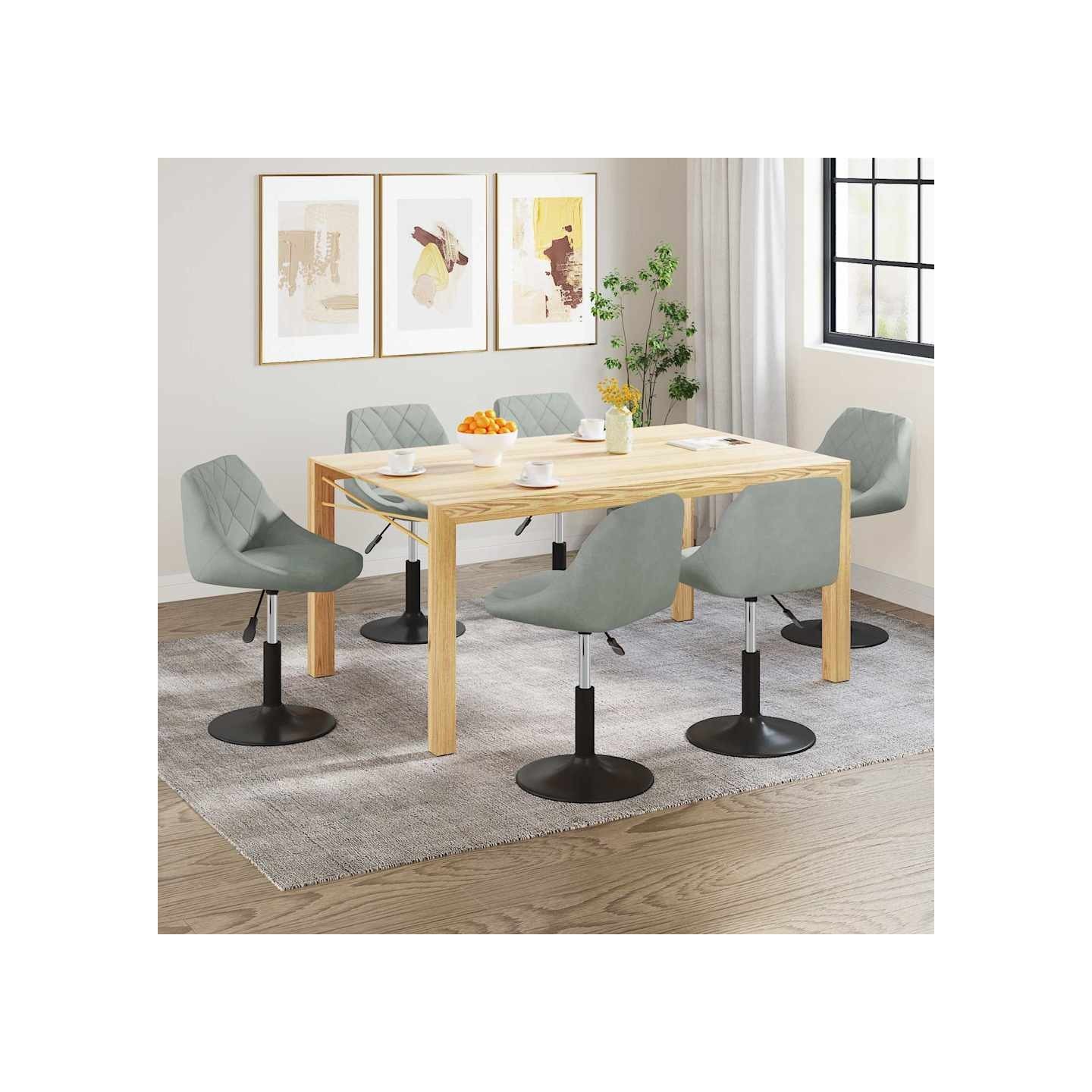 Chaises pivotantes à manger lot de 6 gris clair velours